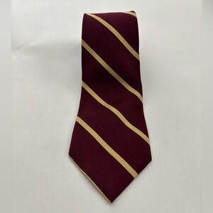 100% silk Makers Brooks Brothers Burgundy Gold Striped Tie preppy old money
